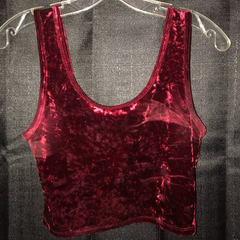 Velvet scoop neck crop top